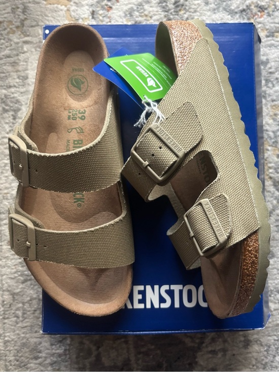 Birkenstock Shoes - Birkenstock 💅🌴 Faded Khaki Arizona Textile Canvas Vegan Sandals 8 8.5 39 NEW